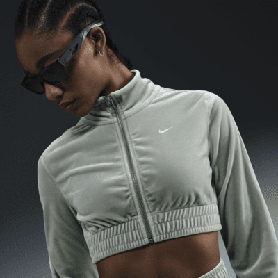★★Nike★★ Sportswear Velour Crop Quarter Zip Top W Black Nike cropped velour quarter zip sweatshirt in black | ASOS